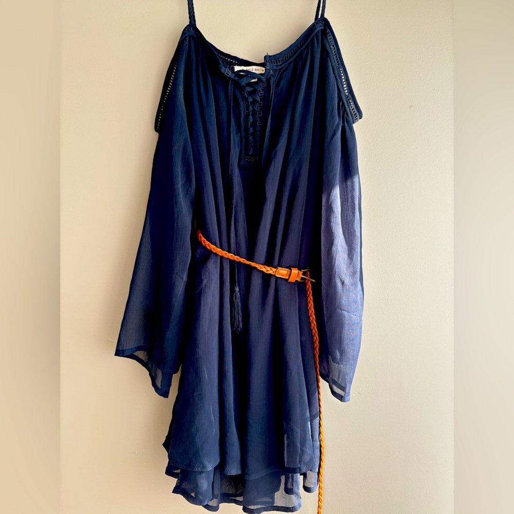 Off the Shoulder Chiffon Mini Dress